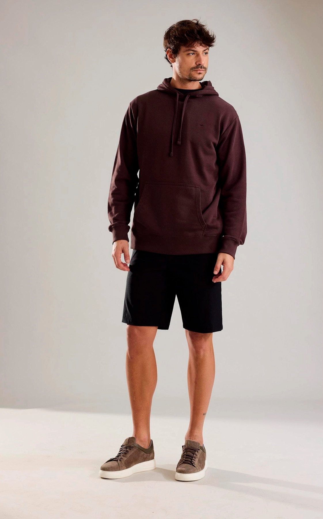 Moletom Basic Rch Hood Dark Brown